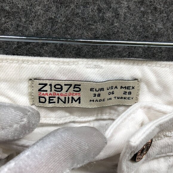 Zara Slim Straight Jeans Womens 6 White Low Rise Stretch - Picture 6 of 11